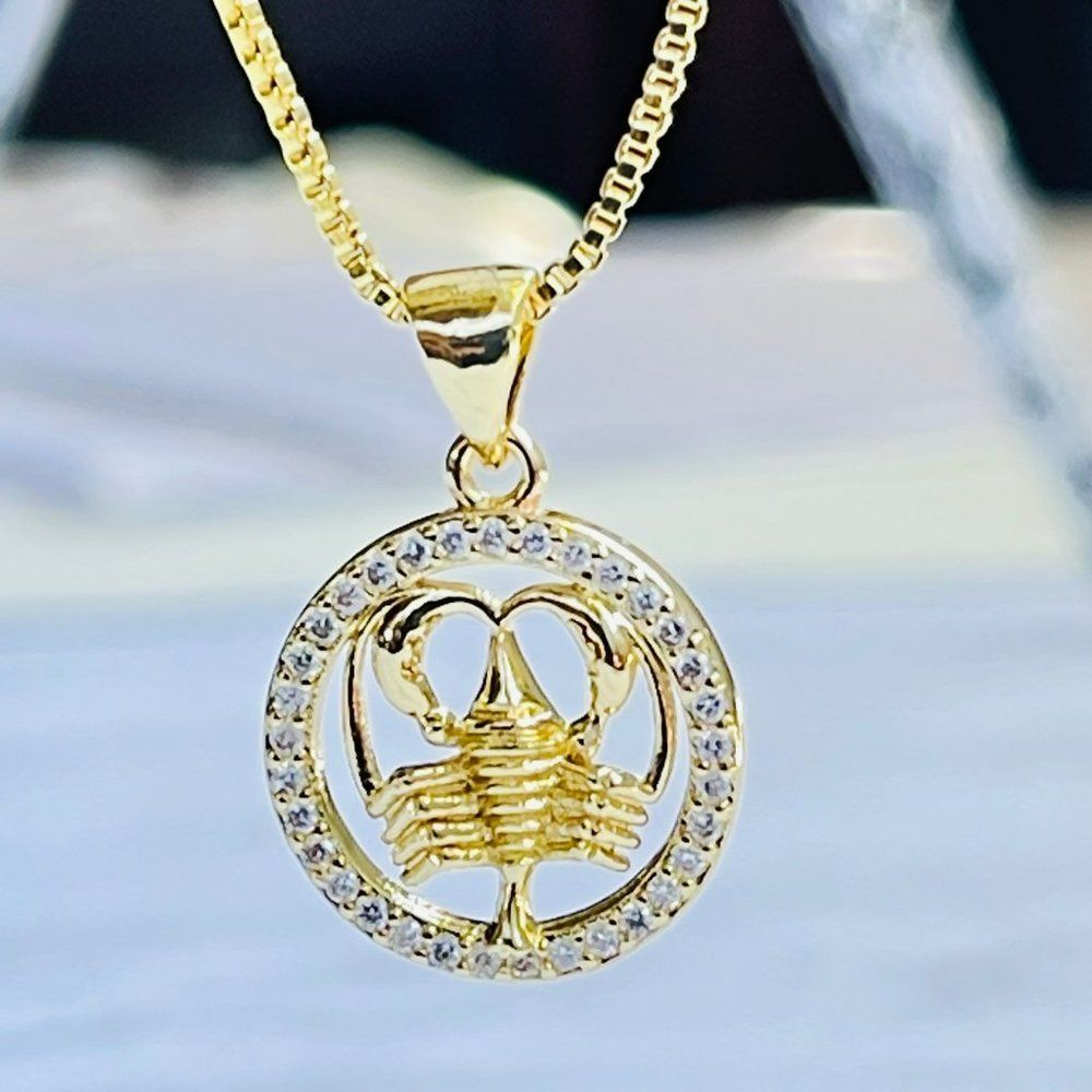 Gold Plated CANCER Sing Zodiac‎ Horoscope Pendant Necklace NWOT